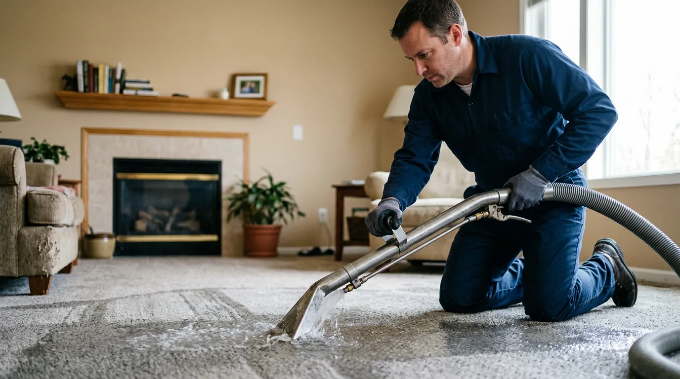 Water damage restoration technician working near Rougemont, NC